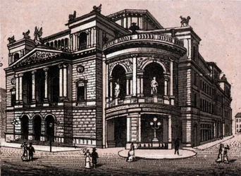 Stadttheater w Wiedniu w Austrii (Wiedeń) w „Świat ilustruje 168 widoków” Niedatowany (koniec XIX wieku)