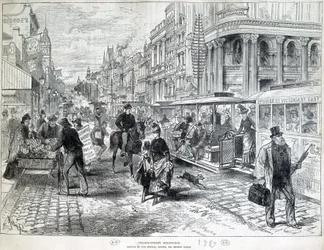 Sceny uliczne, Collins Street w Melbourne w 1889 roku.