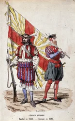 Gwardia Szwajcarska: Fizylier w 1660 i Ensign w 1616.