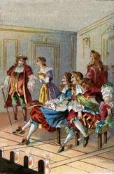 TEATR NA PRZESTRZENI WIEKÓW: Przedstawienie za czasów Ludwika XIV. Naznaczeni widzowie uczestniczyli w przedstawieniu na scenie obok aktorów.