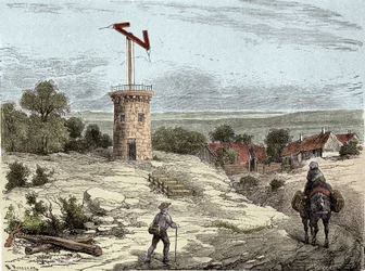 Telegraf: Telegraf Claude Chappe (1765-1805) około 1794 r. - Grawerowanie
