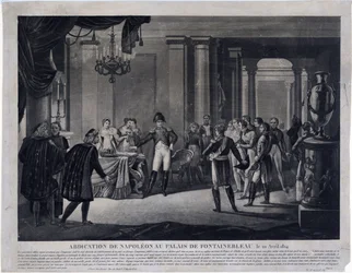 Abdykacja Napoleona w Fontainebleau w dniu 11 kwietnia 1814 (rycina)