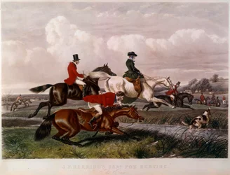 Grawerowanie polowania na lisy autorstwa Johna Fredericka Herringa (1795-1865) (ec.engl.) XIX-wieczna kolekcja prywatna