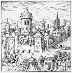 Hugenoci w Amboise, gdzie był król Franciszek II (Zaklęcie Amboise) - w „”Zbiór 39 figurek przedstawiających klęski Francji od 1562 do 1586””; Imprimerie Louisa Perrina