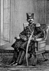 Szach Persji, Nasr-ed-din (Nasr-ed-din), w ceremonialnym stroju.