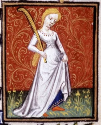 Dziewica. Miniatura horoskopu. Rękopis z XV wieku. Biblia Trivulziana, Mediolan.