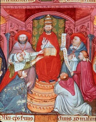 Antypapież Klemens VII (Robert de Geneve) (1342-1394) ogłaszający swoje prawa”