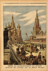 Przybycie orszaku na Plac Czerwony (Moskwa) z okazji koronacji cara Mikołaja II (1868-1918). Rycina w „Le Petit Journal”, 31/05/1896. Kolekcja Selvy.