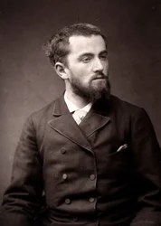 Artysta Camille-Alfred Pabst sfotografowany z okazji Salonu Paryskiego w 1881 r.
