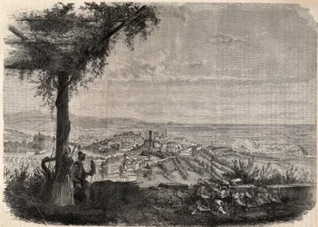 Miasto Bergamo (Bergamo) około 1858 r. - rycina -