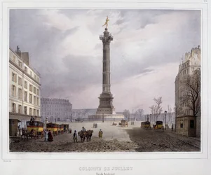 Kolumna Lipca (Place de la Bastille) widziana z Boulevard Beaumarchais
