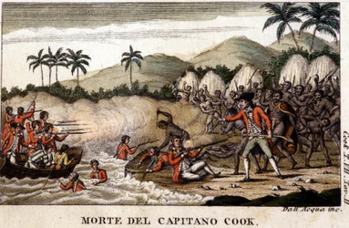 Śmierć kapitana Cooka po „Viaggi del Capitano Cook”” Mediolan 1820 r.