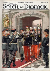 Delegacja św. Cyra (St. Cyr) w Rosji: przyjęcie w rosyjskiej szkole wojskowej. Grawerowanie w „”Le sun-du-dimanche”, 29 stycznia