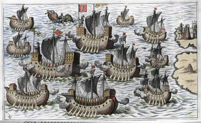 Flota Krzysztofa Kolumba (Cristoforo Colombo) na podbój nowego świata – w „New Tipus After the Voyage of the New World” Philoponusa Honoriusa