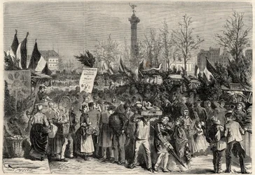 Targi szynki Boulevard Bourdon w 4. dzielnicy Paryża w pobliżu Place de la Bastille. Znak reklamuje mięso barweny (Hyperphagia). Grawer w „Prześwietnym Wszechświecie”