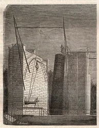 Wielki teleskop lustrzany (lub lewiatan) autorstwa Williama Parsonsa zwany Lord Rosse (1800-1867), od zamku Birr do Parsonstown (Irlandia)