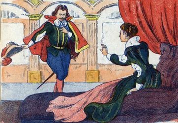 Budzi się księżniczka. Ilustracja do „La belle au bois dormant”, opowiadania Charlesa Perraulta (1628-1703), francuskiego pisarza. Anonimowa ilustracja. Zdjęcia Marcel Vagne, Jarville Nancy, bez daty (koniec XIX wieku).
