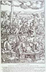 Okrągły stół przywar: zabawy, chciwości, żądzy, dumy... - Grawerowanie 1546