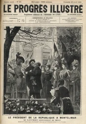 Wyjazd Prezydenta Republiki do Montelimar (Drome, Francja): Emile Loubet (1838-1929) i jego matka. Grawer w „Prześwietnym postępie” z kwietnia 1899 r.