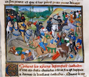 Trzecia krucjata: „Jak chrześcijanie potwierdzają Saladyna”” Saladyn (1138-1193) (Salah al Din Yusuf al-Ayyubi (al Ayyubi) zostaje pokonany przez krucjaty około 1191 roku.