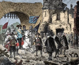 Trzydziestolatek: Generał Bernard z Saksonii Weimar (Saksonia-Weimar) (1604-1639) między zwycięskim pod Breisach (Niemcy) - Bernhard z Weimaru wkraczający do Breisach -