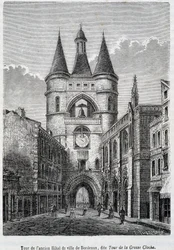 Wieża dawnego hotelu de Ville de Bordeaux, znana jako „Tour de la Grosse Bell” - grawer