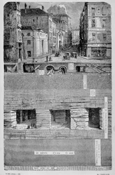 Przemiany Paryża w okresie II Cesarstwa, Haussmann Paryż. Les sous de Paris (woda, gaz i kanalizacja) - grawer