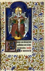 Trójca. Miniatura, początek XV wieku. Biblia Trivulziana, Mediolan.