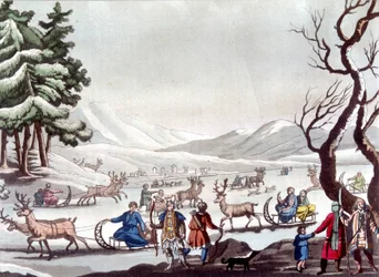 Tungusy, Syberia. Rysunek Cartelli. Biblioteka Sztuk Zdobniczych w Paryżu. „”Strój starożytny i współczesny””