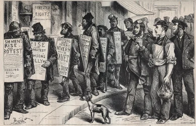 USA: protest w imieniu Ligi przeciwko nadużywaniu alkoholu 1875