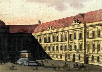 Widok na plac Józefa (Joseph platz) w Wiedniu, Austria Grawerowanie z 1820 r.