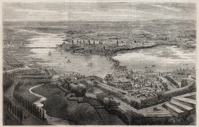 Widok miasta Mantua (Mantova, Mantua) w XIX wieku