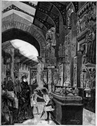 Widok na muzeum architektury komputerowej, w Palais du Trocadero w Paryżu w 1882 r. Grawer w „”The Illustrious World” n°1314 z 3 czerwca