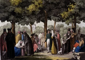 Spaceruj wzdłuż Ramblas w Barcelonie. 1820.