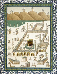 Fajansy ścienne: tablica przedstawiająca Kasbę (kasbę) i jej otoczenie (Mekkę) - w „Sztuce arabskiej po zabytkach Kairu od VII do XVIII wieku” autorstwa Prisse d