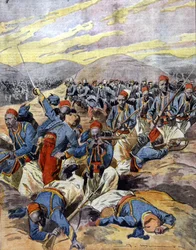 Wojna 1914-1918: Afrykańscy jeźdźcy francuskiej armii kolonialnej na wydmach Flandrii. 1914.