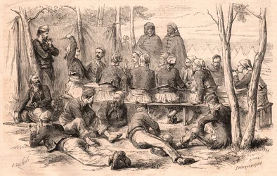 Grupa Zouave odpoczywa w obozie Chalons