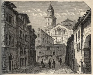 Katedra Saint-Front - Perigueux - Dordogne - Francja - (Saint Front) grawerowanie w „” PATRIE”” - PECTUREQUIREQUE OPIS FRANCJI W 6 TOMACH WG LUCIENA HUARDA - koniec XIX wieku