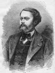 portret Edmonda About (1828-1885), francuskiego pisarza Grawerowanie z 1866 roku.