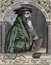 portret Jana Kalwina (1509-1564), francuskiego reformatora religijnego i pisarza.