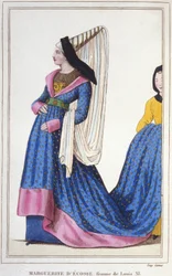 portret Małgorzaty Szkockiej, Delfinki Francuskiej - córki Jakuba I, króla Szkocji i żony Ludwika XI. 1418-1445. grawerunek z 1830 roku.