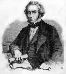 portret Richarda Cobdena. Brytyjski ekonomista i polityk (1804-1865). Grawerowanie z 1866 roku.