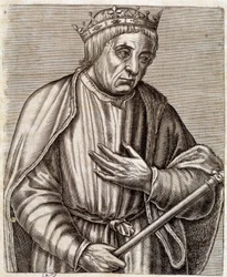 portret króla Polski Kazimierza III Wielkiego. 1310-1370. grawerunek z XVII wieku.