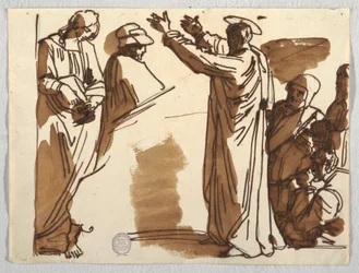 Rysunek, karykatury Śmierć Ananiasza i św. Pawła, według Rafaela, ok. 1820 r.
