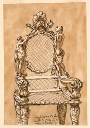 Rysunek, krzesło, 1780-1790