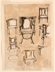 Rysunek, krzesła, 1780-1790
