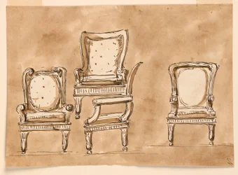 Rysunek, krzesła, 1780-90