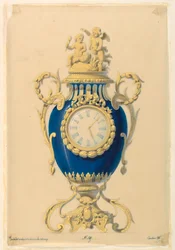Rysunek, zegar osadzony w porcelanie, ok. 1855 r.