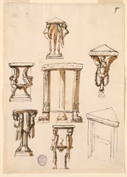 Rysunek, stoły konsolowe, ok. 1800 r.