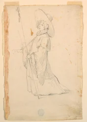 Rysunek, projekt kostiumu: Dziewczyna w fantastycznym stroju baletowym, ok. 1720 r.